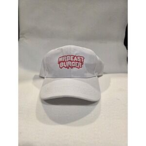 Mr. Beast Burger White Hook & Loop Back Hat. NWOT. One Size